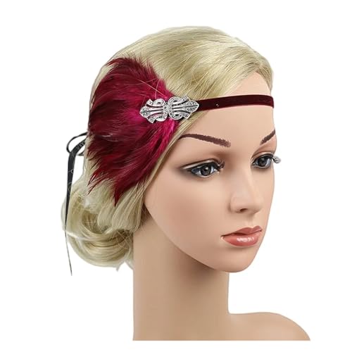 AMENGJ Federnetzstirnband Haarschmuck Vintage Party Kopfschmuck Frauen Flapper Feder Stirnband(Color 16) von AMENGJ