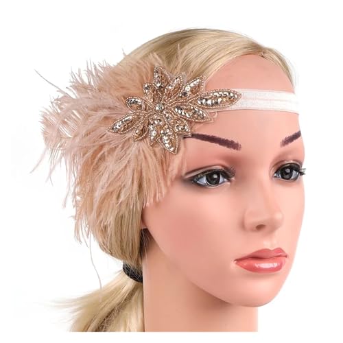AMENGJ Federnetzstirnband Haarschmuck Vintage Party Kopfschmuck Frauen Flapper Feder Stirnband(Color 3) von AMENGJ