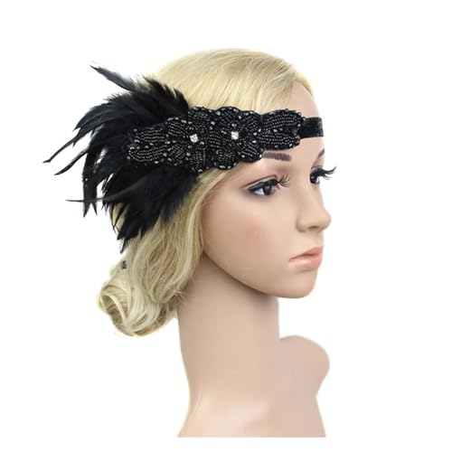 AMENGJ Federnetzstirnband Haarschmuck Vintage Party Kopfschmuck Frauen Flapper Feder Stirnband(Color 4) von AMENGJ