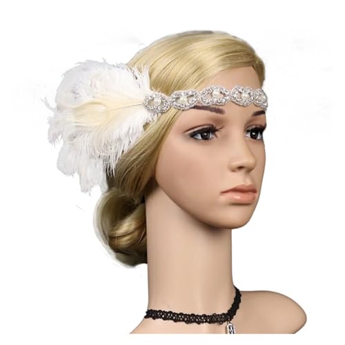 AMENGJ Federnetzstirnband Haarschmuck Vintage Party Kopfschmuck Frauen Flapper Feder Stirnband(Color 6) von AMENGJ