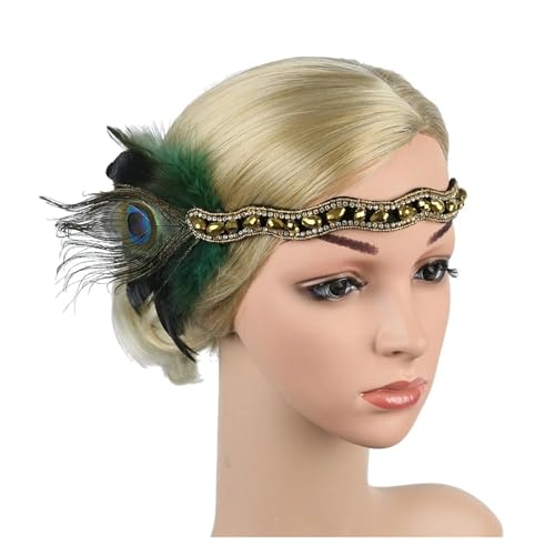 AMENGJ Federnetzstirnband Haarschmuck Vintage Party Kopfschmuck Frauen Flapper Feder Stirnband(Color 7) von AMENGJ