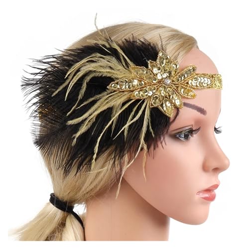 AMENGJ Federnetzstirnband Haarschmuck Vintage Party Kopfschmuck Frauen Flapper Feder Stirnband(Color 8) von AMENGJ
