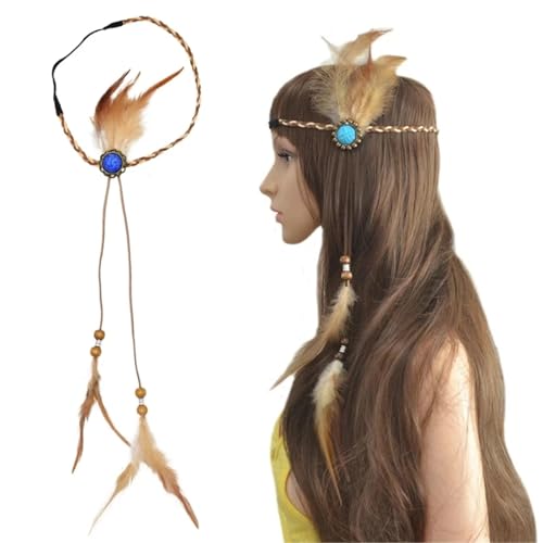 AMENGJ Federnetzstirnband Kopfschmuck Federn Stirnbänder Kopfstück(Color 2) von AMENGJ