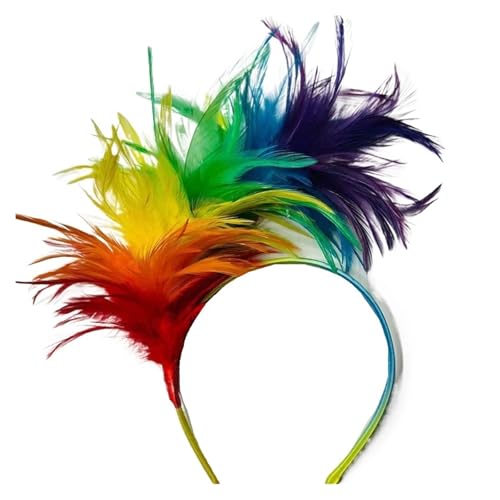 AMENGJ Federnetzstirnband Kopfschmuck Straußenfedern Ausgefallenes Stirnband Frau Haarschmuck(Color 1) von AMENGJ