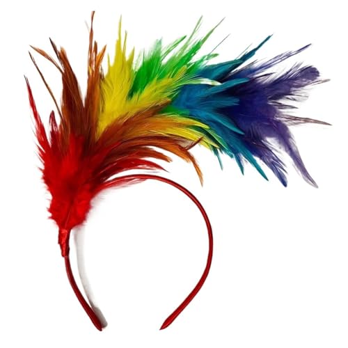 AMENGJ Federnetzstirnband Kopfschmuck Straußenfedern Ausgefallenes Stirnband Frau Haarschmuck(Color 10) von AMENGJ