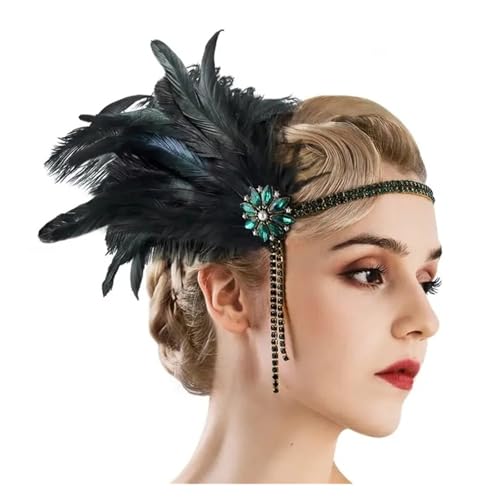 AMENGJ Federnetzstirnband Kristall Krone Feder Stirnbänder Party Feier Kopfschmuck Kopfbedeckung Kopfbedeckung(TYPE 19) von AMENGJ