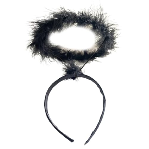 AMENGJ Federnetzstirnband Stirnband Feder Kopfschmuck Haarband Kopfschmuck Party(Black) von AMENGJ