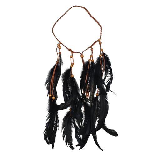AMENGJ Federnetzstirnband Stirnband Leinen Fransen Feder for Frauen Elegante Haar Zubehör Mädchen Fotografie Requisiten(Black) von AMENGJ
