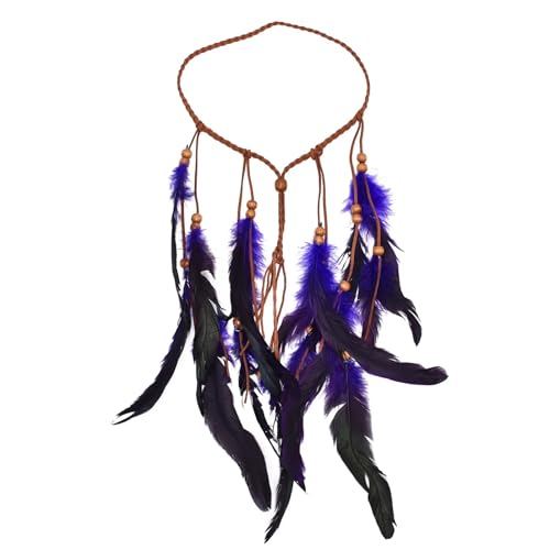 AMENGJ Federnetzstirnband Stirnband Leinen Fransen Feder for Frauen Elegante Haar Zubehör Mädchen Fotografie Requisiten(PURPLE) von AMENGJ