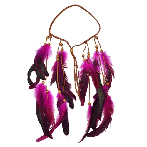 AMENGJ Federnetzstirnband Stirnband Leinen Fransen Feder for Frauen Elegante Haar Zubehör Mädchen Fotografie Requisiten(Pink) von AMENGJ