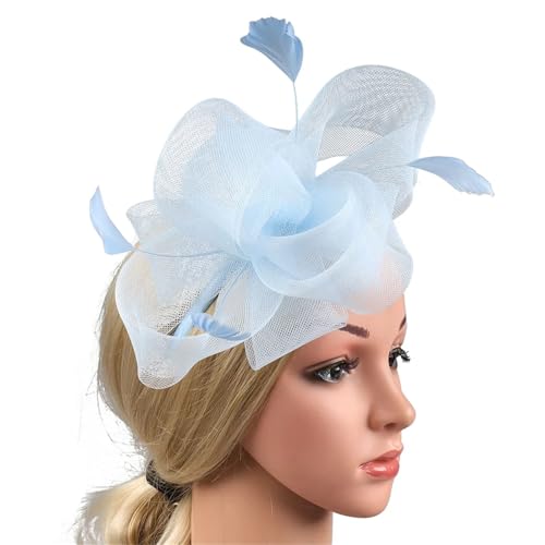 Federnetzstirnband 1 Set Vintage Fascinator Hut Damen Elegante Kopfbedeckung Teeparty Hochzeit Haarschmuck Net Tüll Plume Decor Band Schleife(Color 11) von AMENGJ