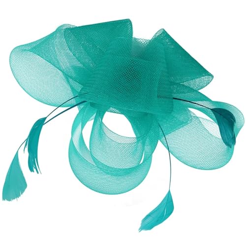 Federnetzstirnband 1 Set Vintage Fascinator Hut Damen Elegante Kopfbedeckung Teeparty Hochzeit Haarschmuck Net Tüll Plume Decor Band Schleife(Color 5) von AMENGJ