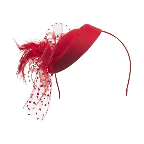 Federnetzstirnband Fascinator-Hut for Damen, mit Schleier, Federn, Netzstoff, for Teepartys, Kopfbedeckungen, elegante Hüte for Damen, Hochzeit, Kirche(Color 3) von AMENGJ
