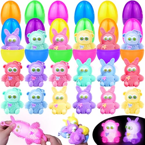 AMENON 12 Stück leuchtende TPR-Affen- und Hasenaugen (6 Farben x 2) – 8,8 x 6,8 cm, leuchtet im Dunkeln, Stressabbau, Fidget-Spielzeug für Jungen und Mädchen, ideal für Ostereiersuche und Geschenke von AMENON