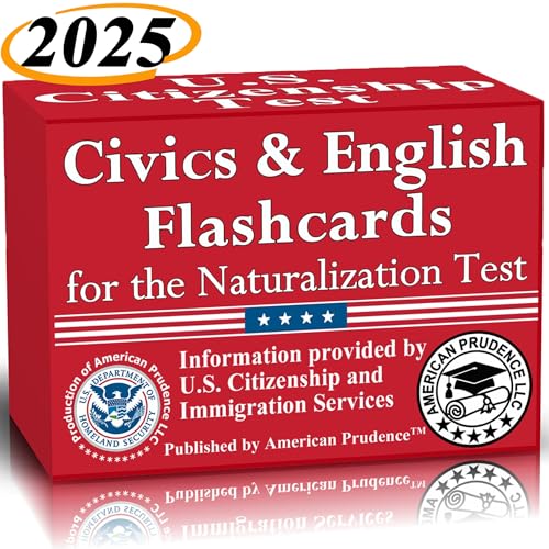 Civics and English Flashcards to Study for The US citizenship Test with All 100 USCIS Illustrated Questions and Answers for American Civics and English Proficiency Exams von American Prudence