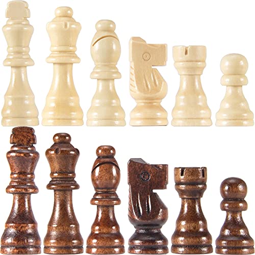 AMEROUS Schachfiguren aus Holz, 32 Piesen/7,7 cm König/Aufbewahrungstasche/Geschenkpaket, Standard Turnier Staunton Holz Schachmänner für Schachbrett, Ersatz fehlender Figuren von AMEROUS