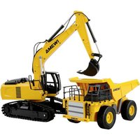 Amewi 22710 2-in-1 Set Kipper & Kettenbagger 1:24 Elektro RC Einsteiger Funktionsmodell RtR mit Lichteffekt von AMEWI