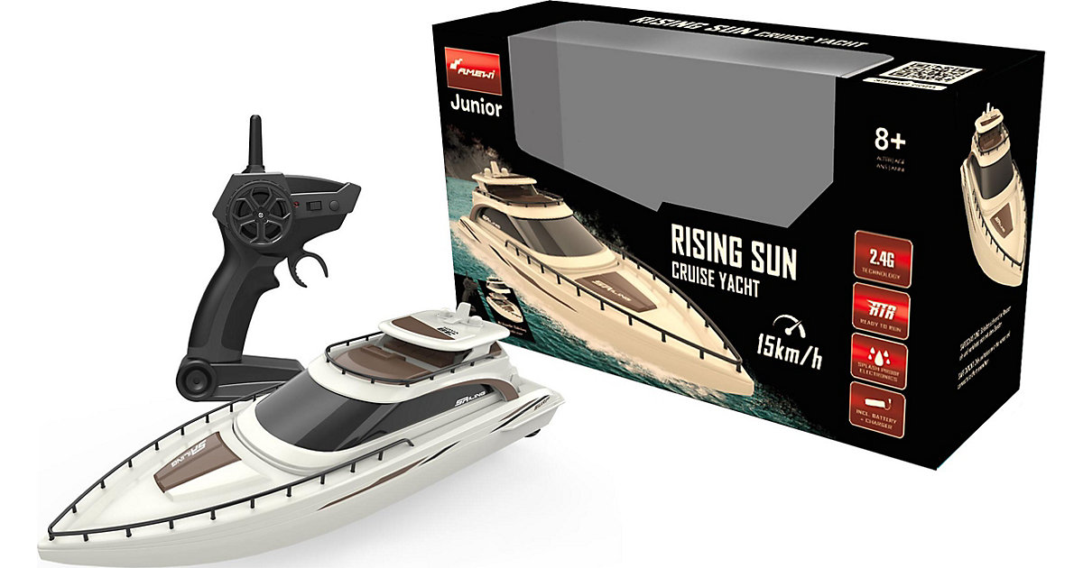 Rising Sun Cruise Yacht 2,4GHz RTR 15km/h, braun/cremeweiß, 380 mm Rising Sun Cruise Yacht 2,4GHz RTR 15km/h, braun/cremeweiß, 380 mm von AMEWI