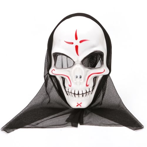 AMFSQJ Halloween Maske Herren Horror Totenkopfmaske für Rollenspiele, Kostüm Karneval Maske Skelett von AMFSQJ