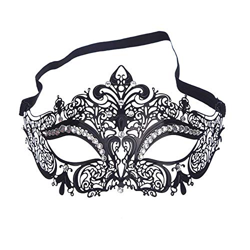 AMFSQJ Maskerade Maske - Metall Venezianische Karneval Masken für Frauen (Schwarz) von AMFSQJ