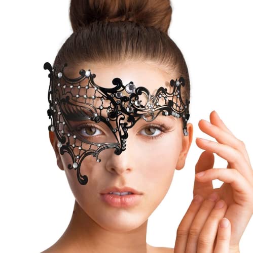 AMFSQJ Maskerade Maske Metall Venezianischen Augenmaske Maskerade Ball Maske für Damen Karneval Party Maske von AMFSQJ