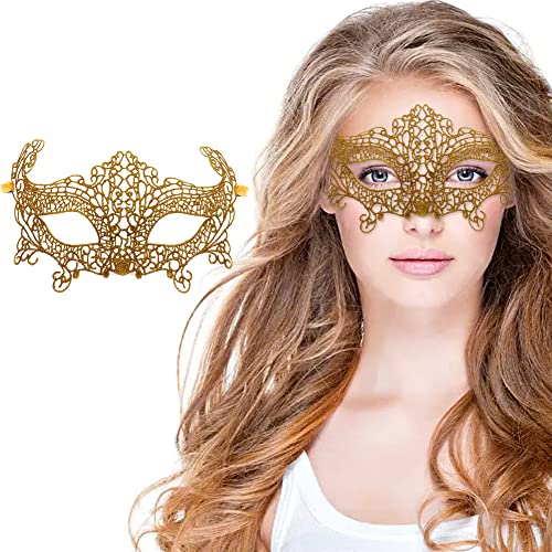 AMFSQJ Maskerade Maske Spitze Venezianische Maske Damen Augenmaske Halloween Karneval Maskenball Maske Spitze Party Maske Goldene Venezianische Maske von AMFSQJ