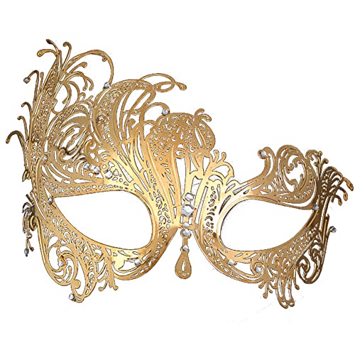 AMFSQJ Venezianische Maske Maskerade Metall Augenmaske Party Venezianische Maske Maskerade Karneval Party Maske Golden Venezianische Maske von AMFSQJ