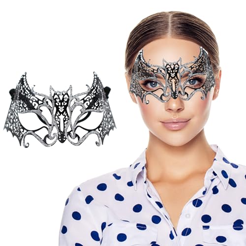 Maskerade Maske, Venezianische Maske Metall Fledermaus-Maske Kostüm Masken für Damen von AMFSQJ