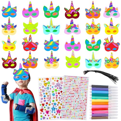 AMFUN 24 Stück Einhornmasken Kinder Bastelset, Masken zum Ausmalen für Kinder, Tiermasken zum Bemalen, 12 Farbigen Stiften, für Weihnachten Halloween Geburtstag Bühnenaufführungen AMFUN 24 Stück Einhornmasken Kinder Bastelset, Masken zum Ausmalen für Kinder, Tiermasken zum Bemalen, 12 Farbigen Stiften, für Weihnachten Halloween Geburtstag Bühnenaufführungen von AMFUN