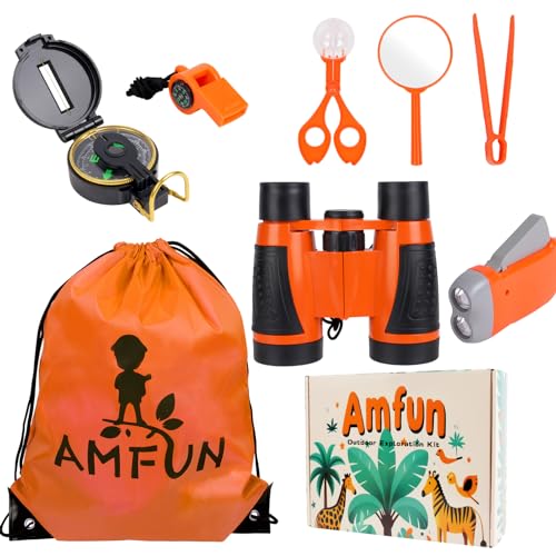 AMFUN Forscherset für Kinder, 8-Teiliges Entdecker Set, Outdoor Spielzeug Geschenk, mit Fernglas Kinder, Insektenfänger, Kompass, Becherlupe, für Jungen und Mädchen, Camping, Natur Erforschen AMFUN Forscherset für Kinder, 8-Teiliges Entdecker Set, Outdoor Spielzeug Geschenk, mit Fernglas Kinder, Insektenfänger, Kompass, Becherlupe, für Jungen und Mädchen, Camping, Natur Erforschen von AMFUN