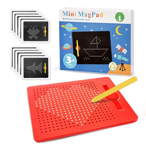 AMFUN Magnetische Zeichentafel, Kinder Magnetisches Stahlkugel Zeichentafel, Magische Magnetspiel, Magnet Spiel mit Kugeln und magnetischem Stift, für Kinder Ab 3 Jahre (Rot) von AMFUN
