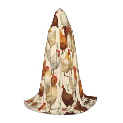 AMHMNZDXH A Brood Of Chickens Print Hooded Cape For Teens For Halloween, Cosplay, Party, Dance von AMHMNZDXH