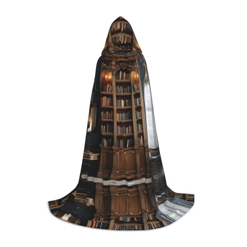 AMHMNZDXH Bibliothek Bücherregal Druck Kapuzenumhang für Teenager für Halloween, Cosplay, Party, Tanz AMHMNZDXH Bibliothek Bücherregal Druck Kapuzenumhang für Teenager für Halloween, Cosplay, Party, Tanz von AMHMNZDXH