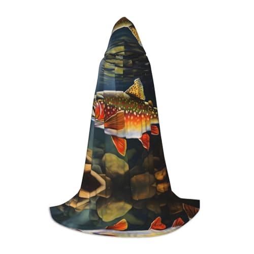 AMHMNZDXH Brook Trout Fishing Wave Print Kapuzenumhang für Teenager für Halloween, Cosplay, Party, Tanz AMHMNZDXH Brook Trout Fishing Wave Print Kapuzenumhang für Teenager für Halloween, Cosplay, Party, Tanz von AMHMNZDXH