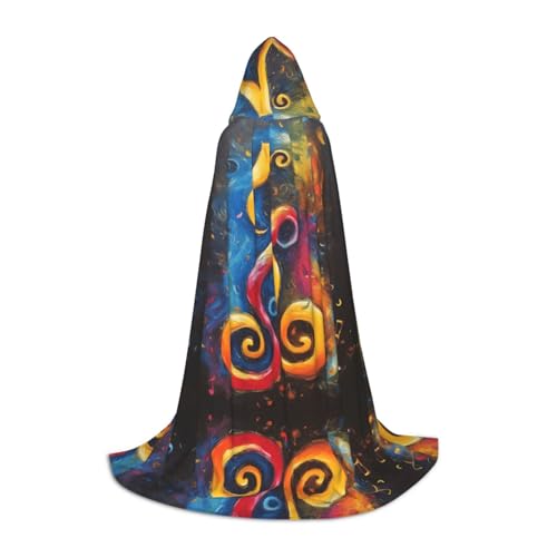 AMHMNZDXH Buntes Kapuzenumhang mit Musiknoten-Druck für Jugendliche für Halloween, Cosplay, Party, Tanz AMHMNZDXH Buntes Kapuzenumhang mit Musiknoten-Druck für Jugendliche für Halloween, Cosplay, Party, Tanz von AMHMNZDXH