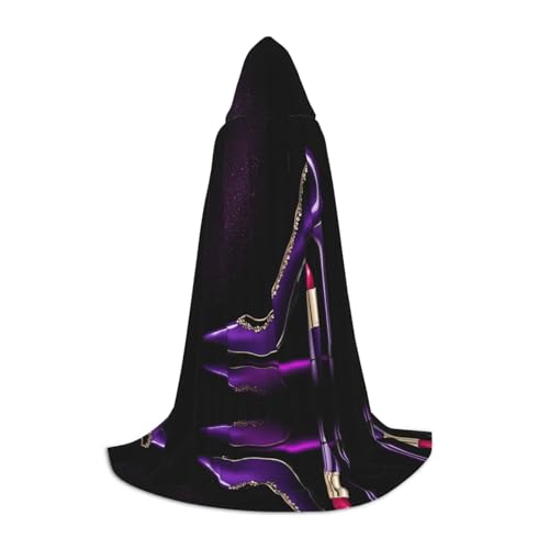 AMHMNZDXH Elegante lila High Heels mit Lippenstift Druck Kapuzenumhang für Teenager für Halloween, Cosplay, Party, Tanz AMHMNZDXH Elegante lila High Heels mit Lippenstift Druck Kapuzenumhang für Teenager für Halloween, Cosplay, Party, Tanz von AMHMNZDXH