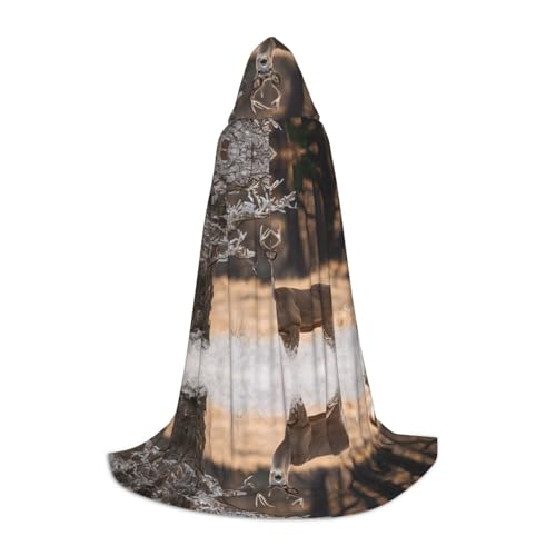 AMHMNZDXH Free Whitetail Deer Print Kapuzenumhang für Teenager für Halloween, Cosplay, Party, Tanz von AMHMNZDXH