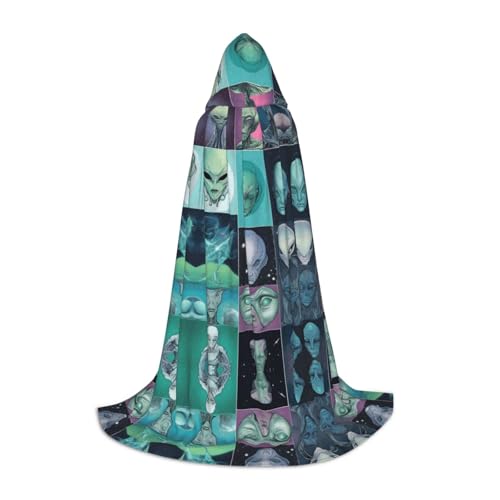 AMHMNZDXH Grüner Alien-Print Kapuzenumhang für Teenager für Halloween, Cosplay, Party, Tanz AMHMNZDXH Grüner Alien-Print Kapuzenumhang für Teenager für Halloween, Cosplay, Party, Tanz von AMHMNZDXH