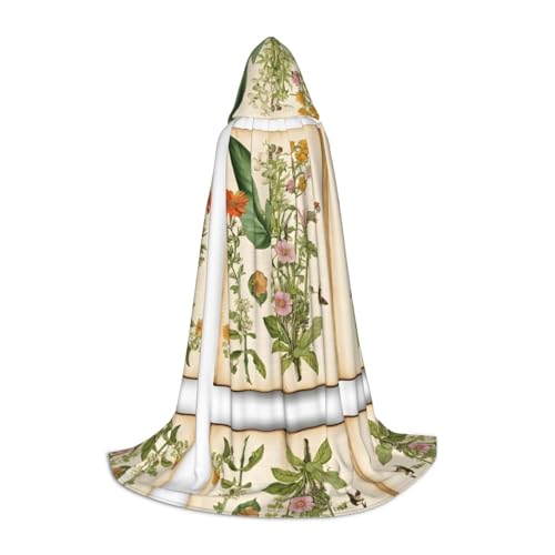 AMHMNZDXH Kapuzenumhang mit Blumenmuster im alten Buch, für Teenager, Halloween, Cosplay, Party, Tanz von AMHMNZDXH