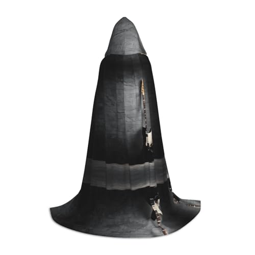 AMHMNZDXH Kapuzenumhang mit E-Gitarre, für Teenager, Halloween, Cosplay, Party, Tanz von AMHMNZDXH