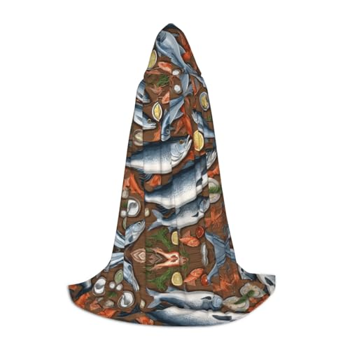 AMHMNZDXH Kapuzenumhang mit Fischköderaufdruck, für Teenager, Halloween, Cosplay, Party, Tanz AMHMNZDXH Kapuzenumhang mit Fischköderaufdruck, für Teenager, Halloween, Cosplay, Party, Tanz von AMHMNZDXH