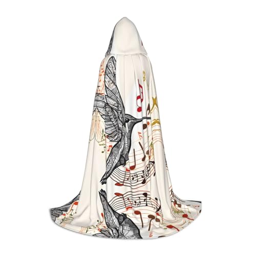 AMHMNZDXH Kapuzenumhang mit Musik-Symbol-Druck, für Teenager, Halloween, Cosplay, Party, Tanz von AMHMNZDXH