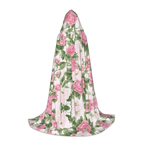 AMHMNZDXH Kapuzenumhang mit Pflanzenblumen-Druck, für Teenager, Halloween, Cosplay, Party, Tanz von AMHMNZDXH