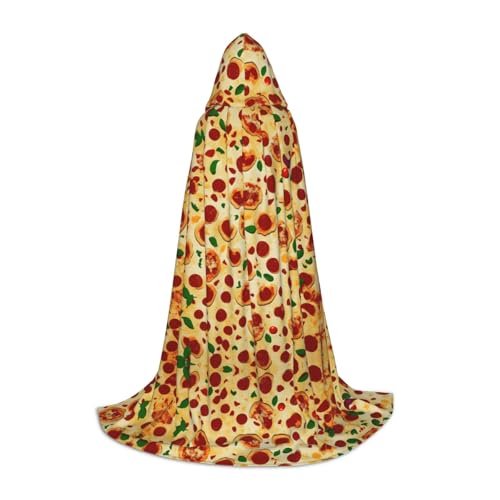 AMHMNZDXH Kapuzenumhang mit Pizza-Muster, für Teenager, Halloween, Cosplay, Party, Tanz von AMHMNZDXH