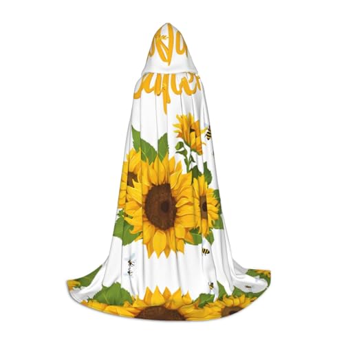 AMHMNZDXH Kapuzenumhang mit Sonnenblumen-Druck, für Teenager, Halloween, Cosplay, Party, Tanz von AMHMNZDXH