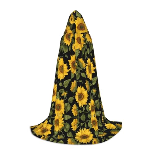 AMHMNZDXH Kapuzenumhang mit Sonnenblumenmuster, für Teenager, Halloween, Cosplay, Party, Tanz von AMHMNZDXH