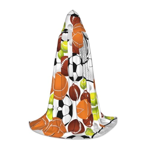 AMHMNZDXH Kapuzenumhang mit Sportball-Druck, für Teenager, Halloween, Cosplay, Party, Tanz von AMHMNZDXH