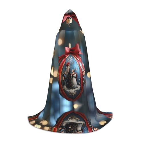 AMHMNZDXH Kapuzenumhang mit Weihnachtsball-Druck, für Teenager, Halloween, Cosplay, Party, Tanz von AMHMNZDXH