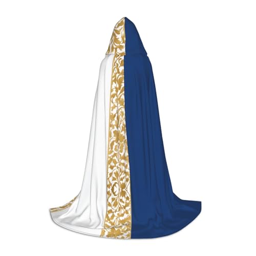 AMHMNZDXH Kapuzenumhang mit goldfarbenem und blauem und weißem Druck, für Teenager, Halloween, Cosplay, Party, Tanz AMHMNZDXH Kapuzenumhang mit goldfarbenem und blauem und weißem Druck, für Teenager, Halloween, Cosplay, Party, Tanz von AMHMNZDXH