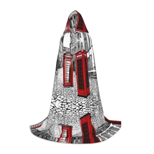 AMHMNZDXH London Red Telefonzelle Druck Kapuzenumhang für Teenager für Halloween, Cosplay, Party, Tanz AMHMNZDXH London Red Telefonzelle Druck Kapuzenumhang für Teenager für Halloween, Cosplay, Party, Tanz von AMHMNZDXH